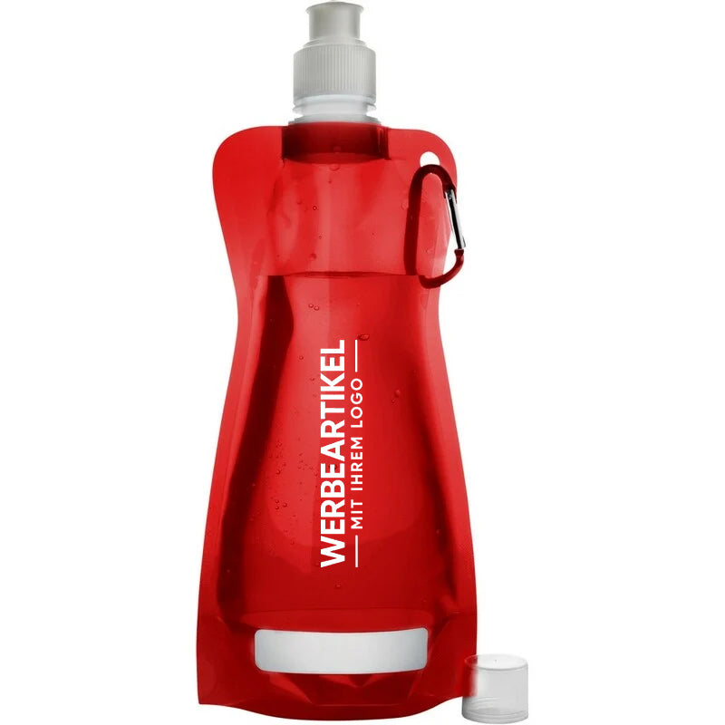 Trinkflasche 420 ml mit Karabinerhaken, faltbar